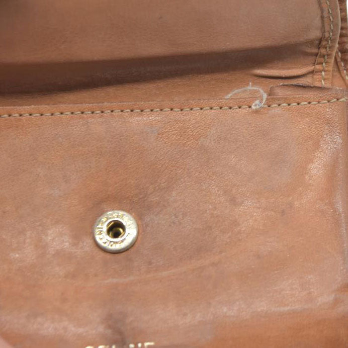 Celine Vintage Bifold Leather Brown Wallet Medium Folding Card Bill Horseshoe