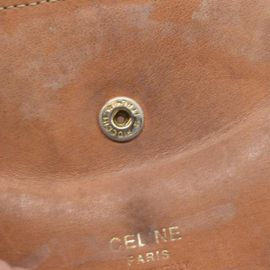 Celine Vintage Bifold Leather Brown Wallet Medium Folding Card Bill Horseshoe