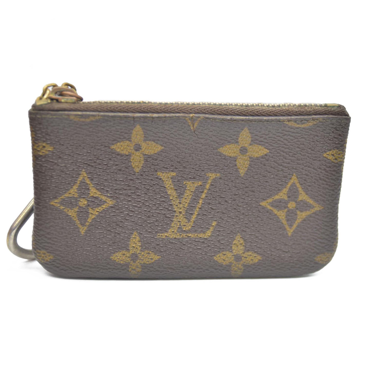 Louis Vuitton Monogram Pochette Cles Wallet Coin Purse Brown