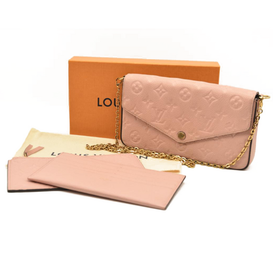 LOUIS VUITTON Empreinte Pochette Felicie Chain Wallet Rose Poudre  FH0240
