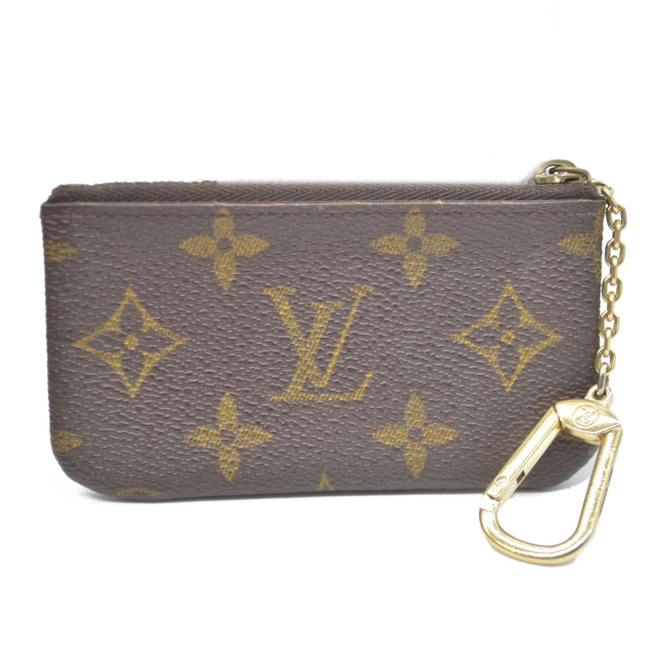 Louis Vuitton Monogram Pochette Cles Wallet Coin Purse Brown