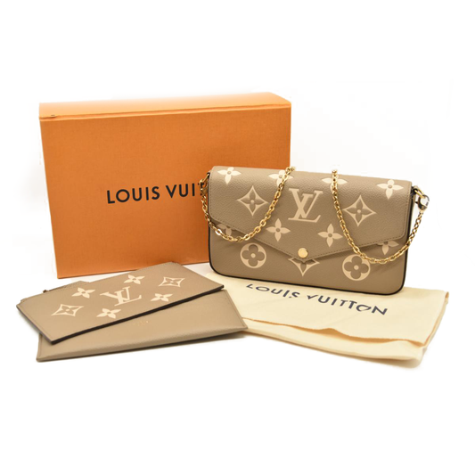 LOUIS VUITTON Empreinte Monogram Giant Felicie Pochette Tourterelle Creme