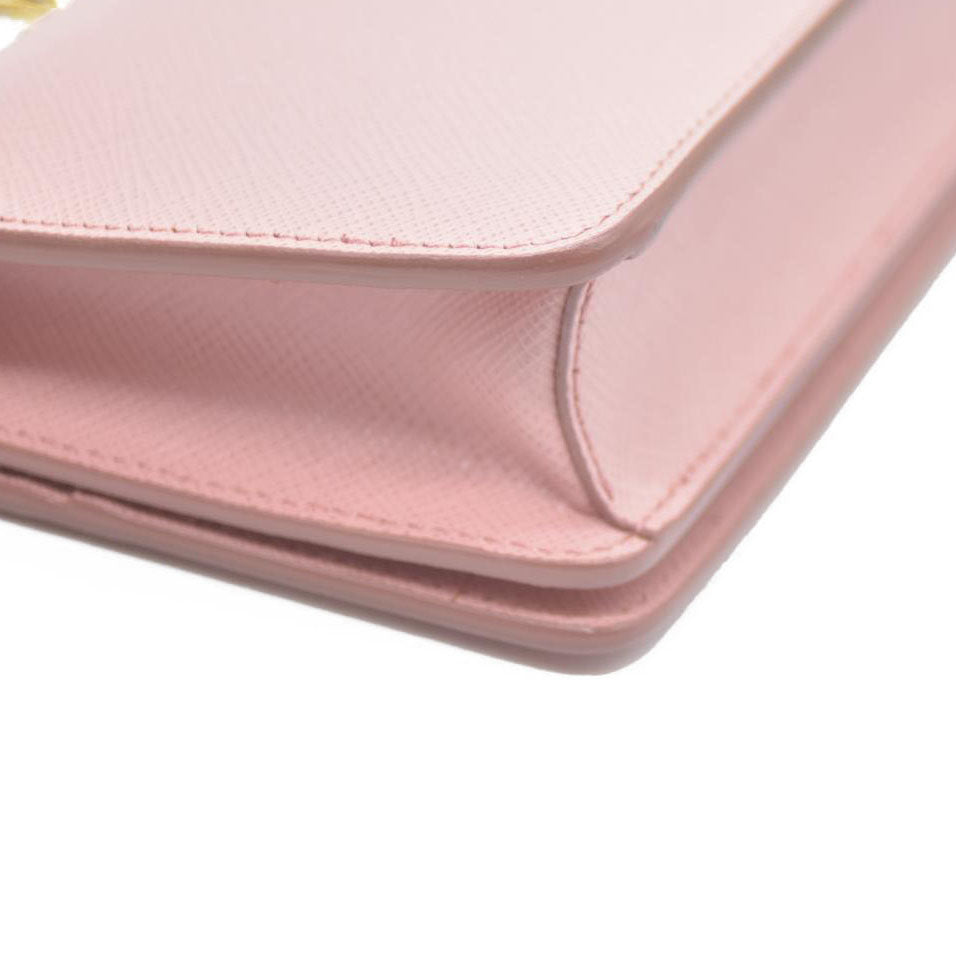 Prada  Saffiano Cahier Chain Wallet Petalo