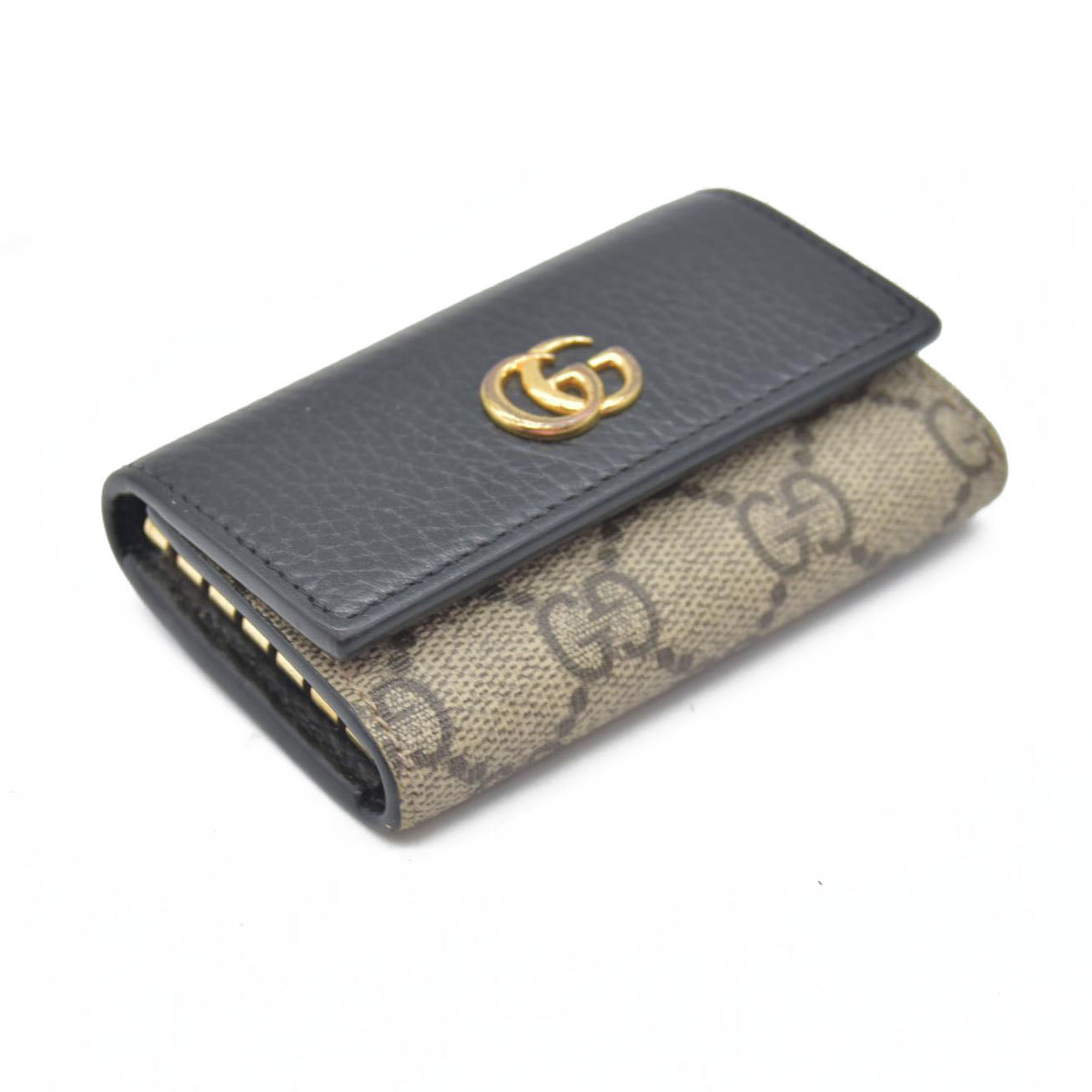 $550 GUCCI GG Supreme Marmont PVC Patent Leateher 6 Ring Key Case