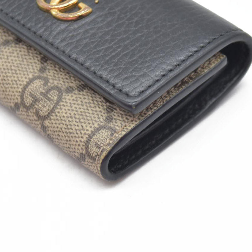 $550 GUCCI GG Supreme Marmont PVC Patent Leateher 6 Ring Key Case