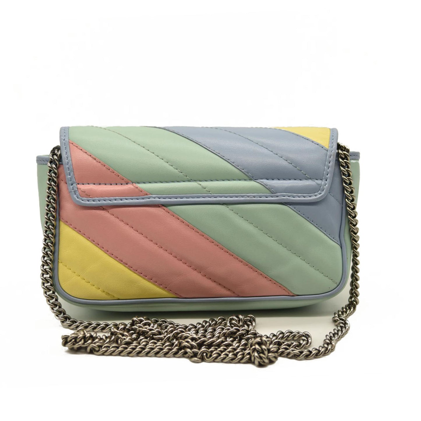 Gucci  Calfskin Matelasse Diagonal Super Mini GG Marmont Shoulder Bag Multicolor Pastel