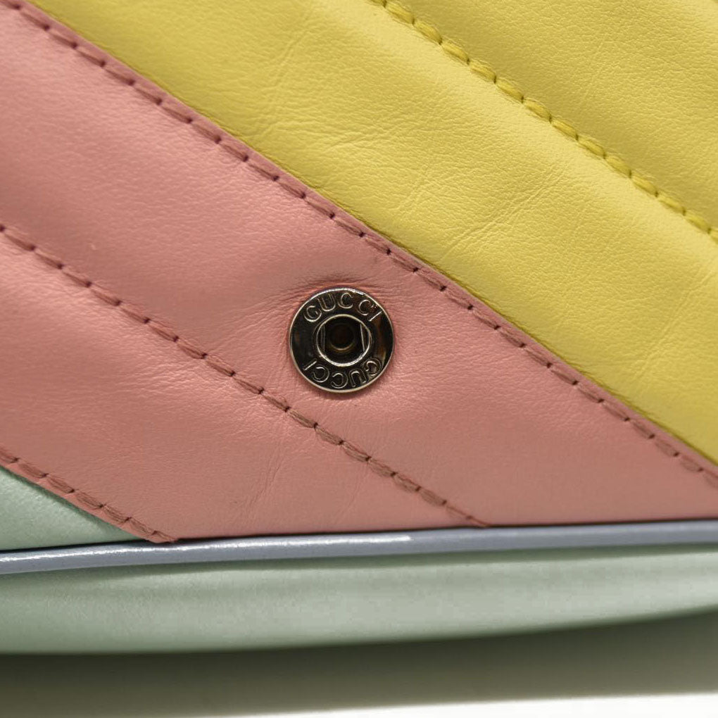 Gucci  Calfskin Matelasse Diagonal Super Mini GG Marmont Shoulder Bag Multicolor Pastel