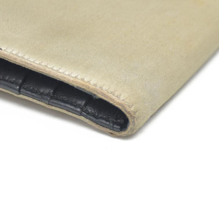 PRADA Logo Plate Nylon Trifold Wallet Beige