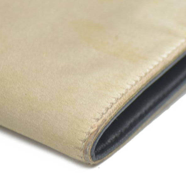 PRADA Logo Plate Nylon Trifold Wallet Beige