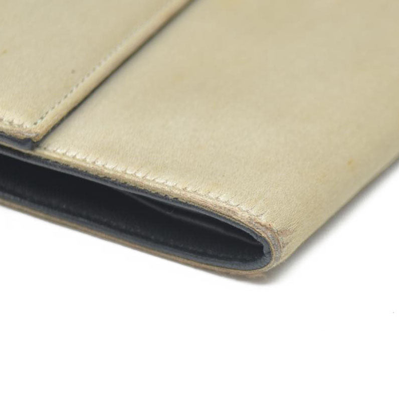 PRADA Logo Plate Nylon Trifold Wallet Beige