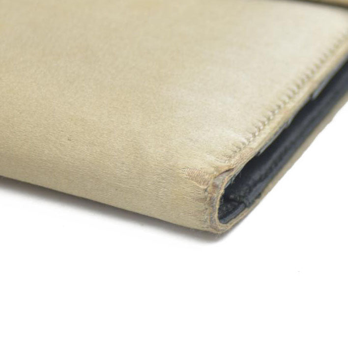 PRADA Logo Plate Nylon Trifold Wallet Beige