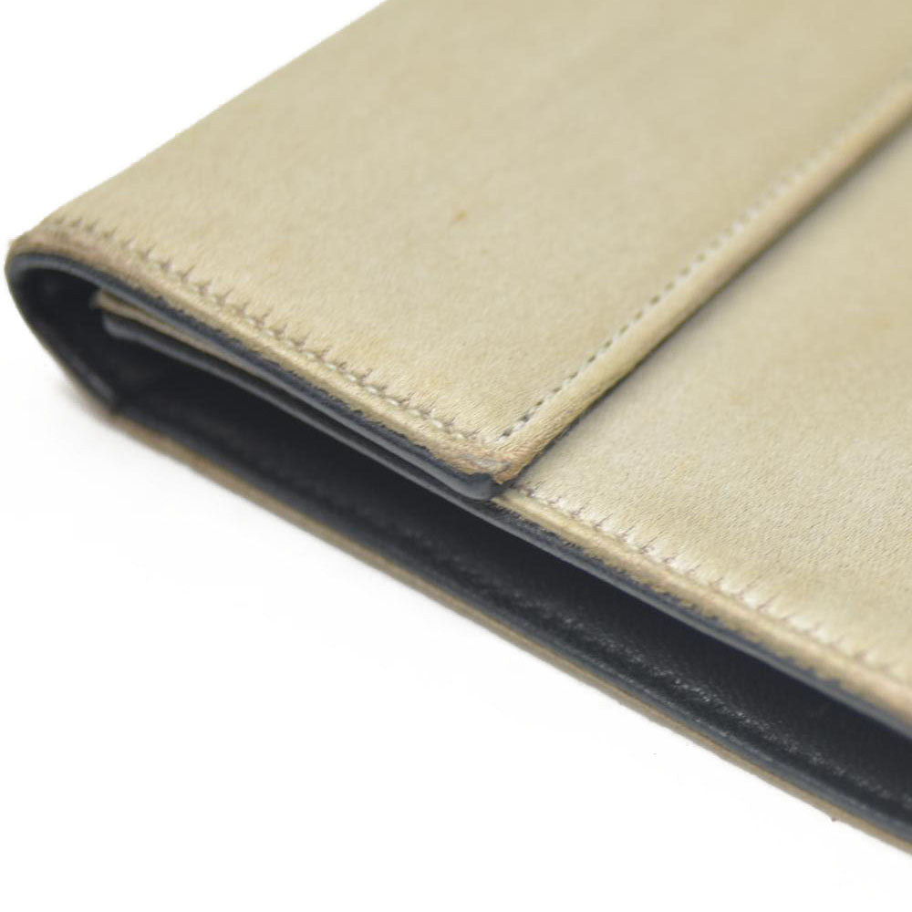 PRADA Logo Plate Nylon Trifold Wallet Beige