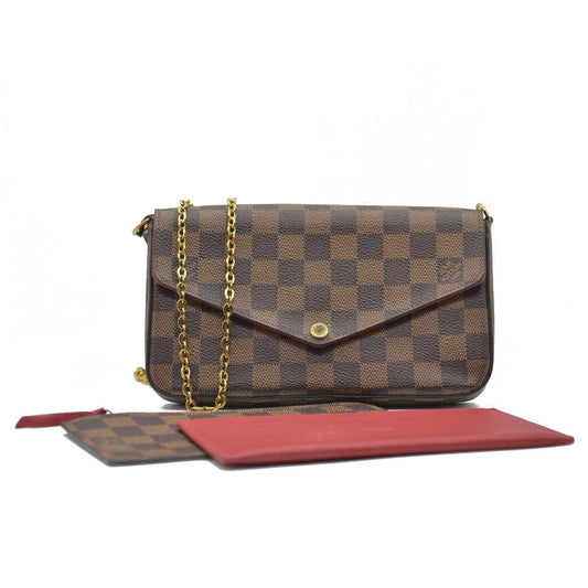 Louis Vuitton  Damier Ebene Pochette Felicie Chain Wallet CA1107