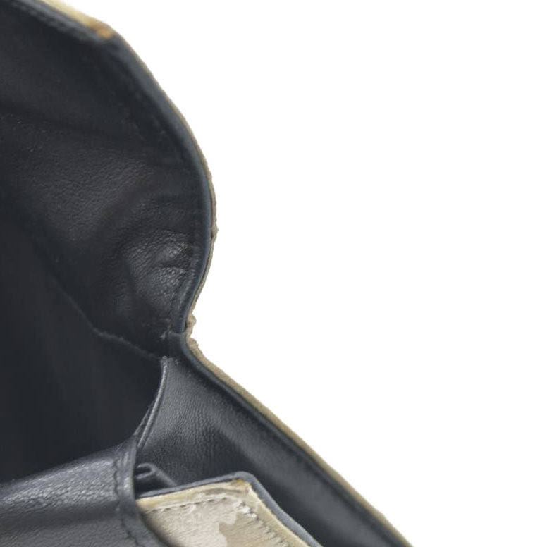 PRADA Logo Plate Nylon Trifold Wallet Beige