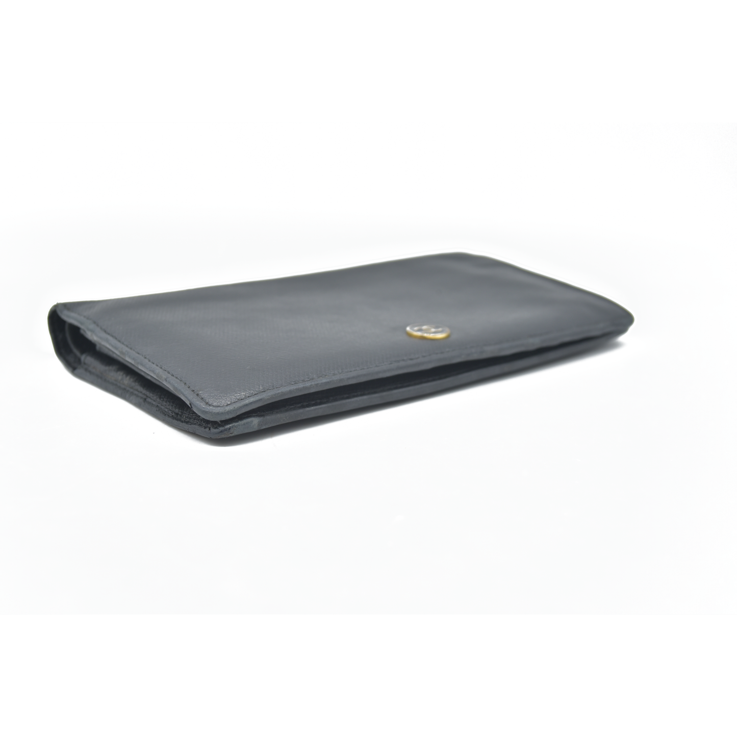 CHANEL CC Long Bifold Wallet Purse Leather Black