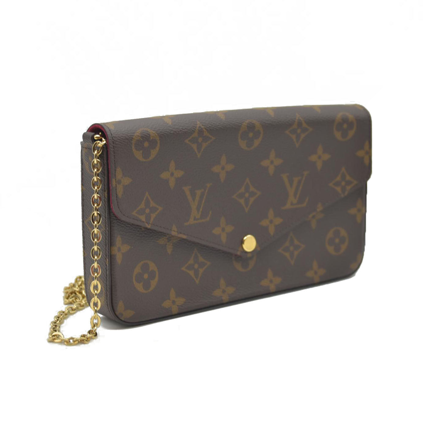 Louis Vuitton  Monogram Pochette Felicie Chain Wallet Fuchsia NM RFID
