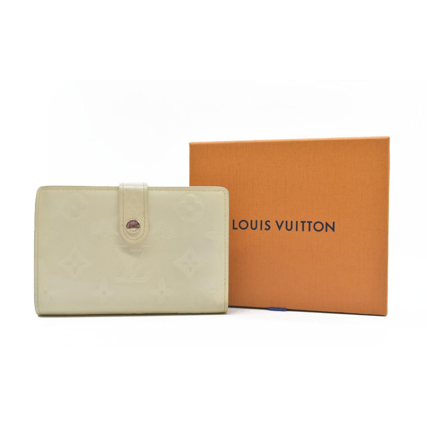 $795 LOUIS VUITTON Monogram Vernis French Kiss Lock Cream MI1058
