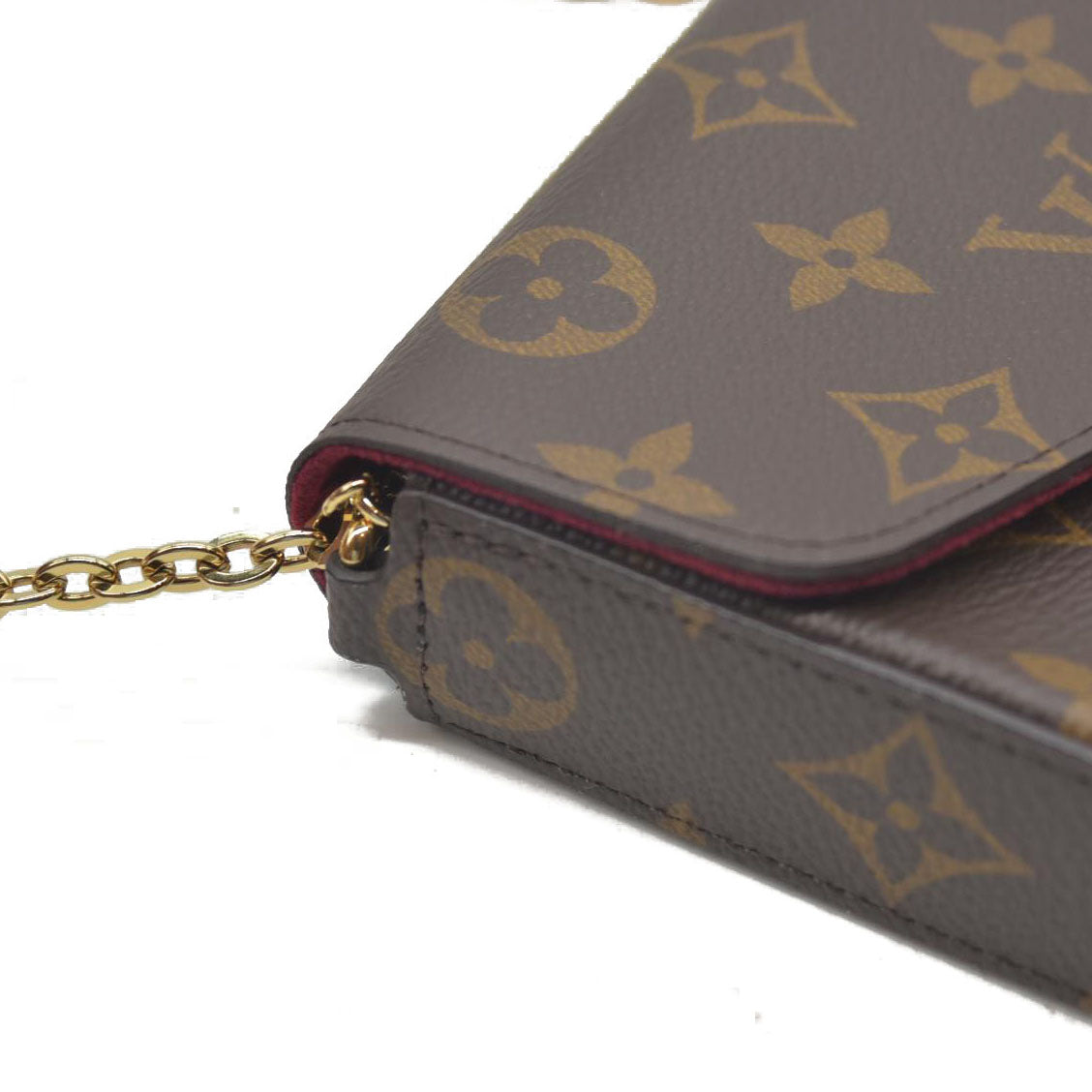 Louis Vuitton  Monogram Pochette Felicie Chain Wallet Fuchsia NM RFID