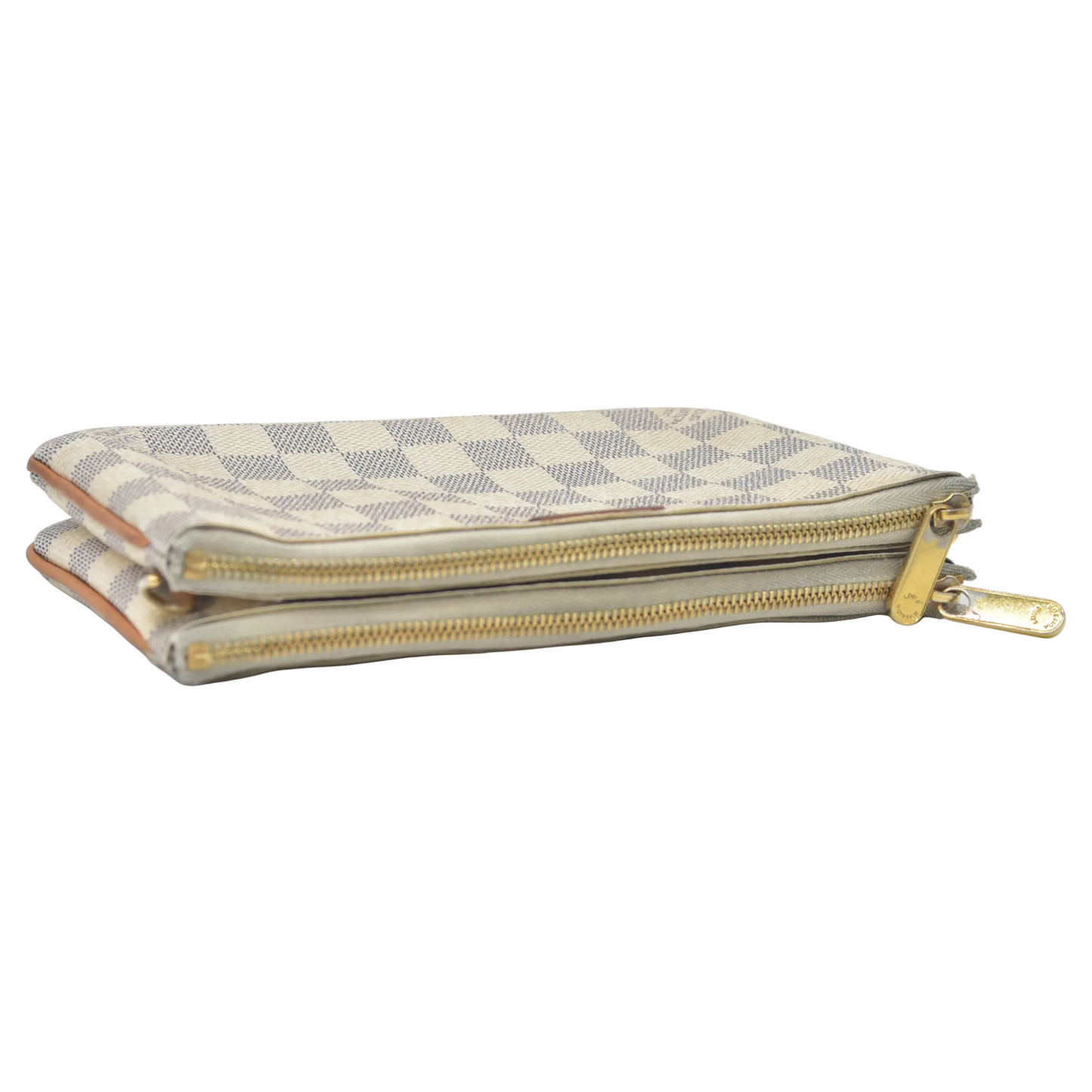$1350 Louis Vuitton Damier Azur Double Zip Pochette