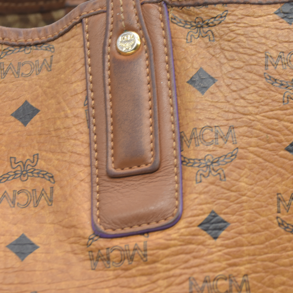 $740 MCM  Visetos Large Liz Reversible Shopper Tote Cognac