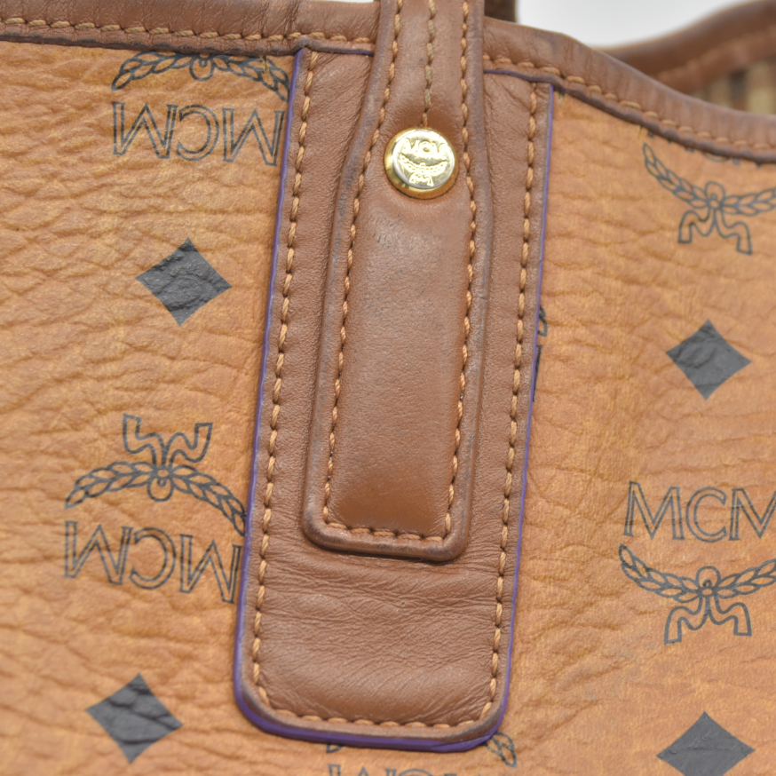 $740 MCM  Visetos Large Liz Reversible Shopper Tote Cognac
