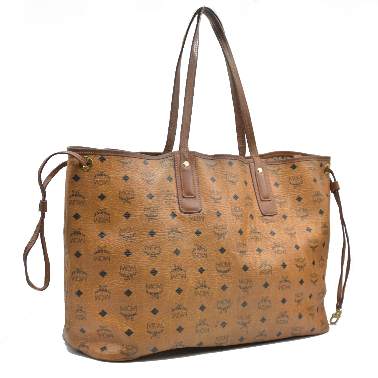 $740 MCM  Visetos Large Liz Reversible Shopper Tote Cognac