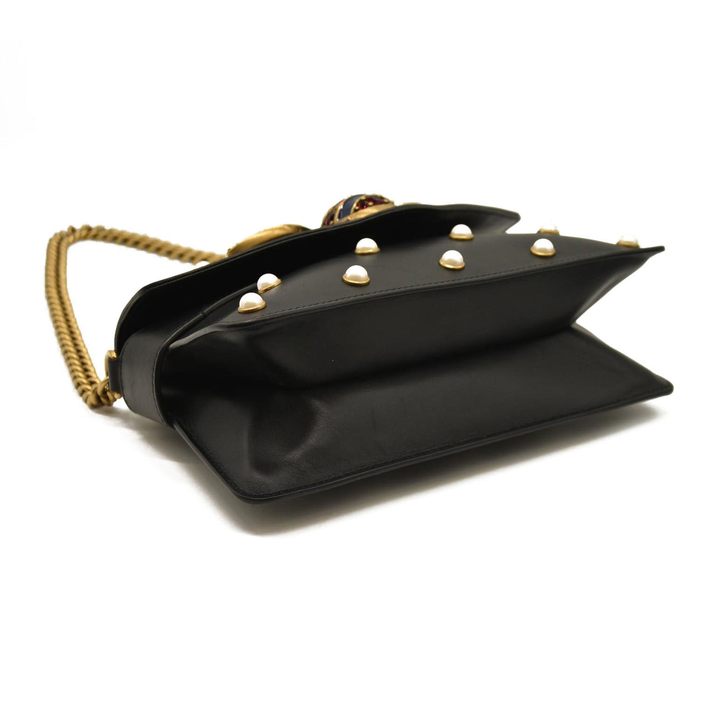 Gucci  Nappa Pearl Studded Mini Queen Margaret Broadway Shoulder Bag Black