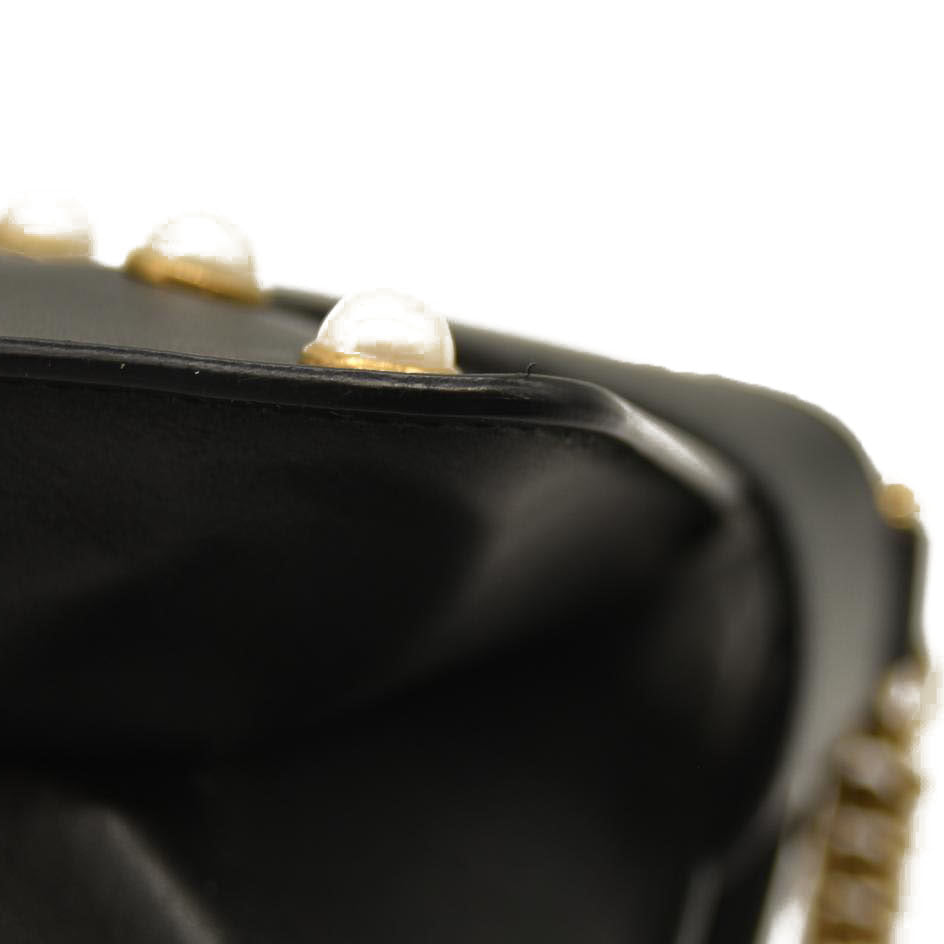 Gucci  Nappa Pearl Studded Mini Queen Margaret Broadway Shoulder Bag Black