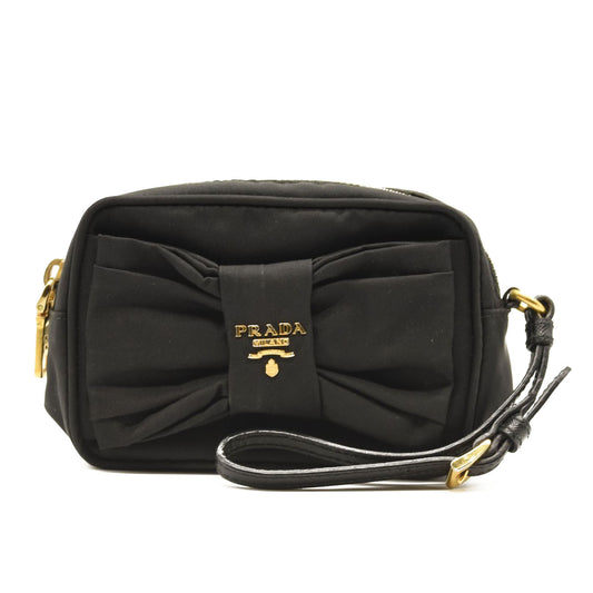 PRADA Tessuto Nylon Bow Camera Bag Black