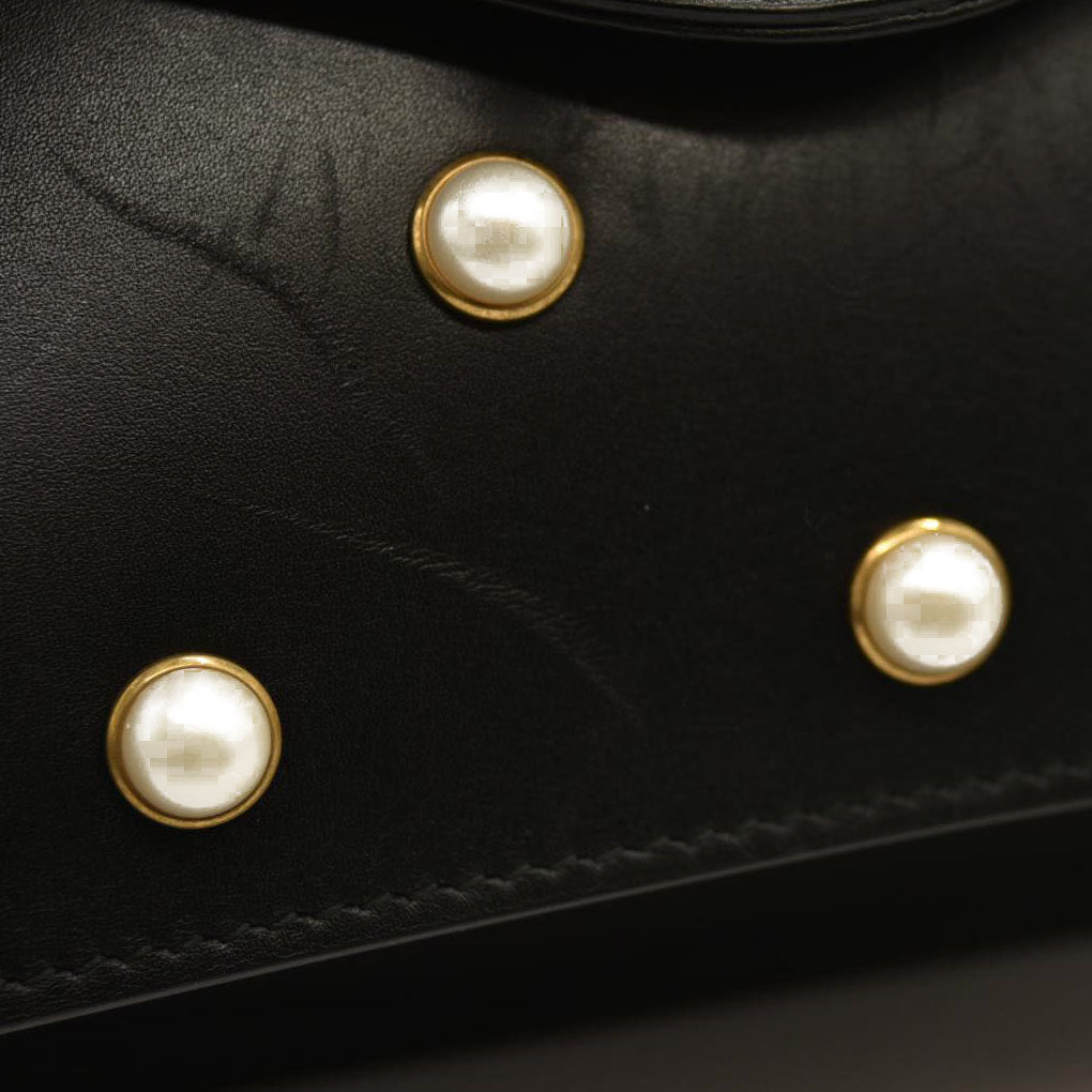 Gucci  Nappa Pearl Studded Mini Queen Margaret Broadway Shoulder Bag Black