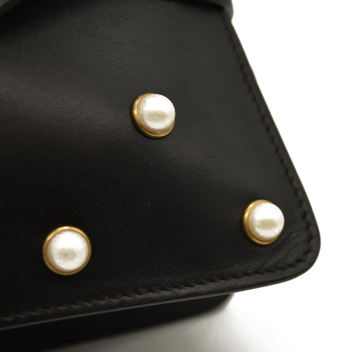 Gucci  Nappa Pearl Studded Mini Queen Margaret Broadway Shoulder Bag Black