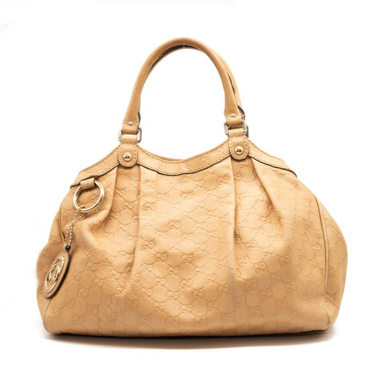 Gucci Guccissima Medium Sukey Tote Beige Leather