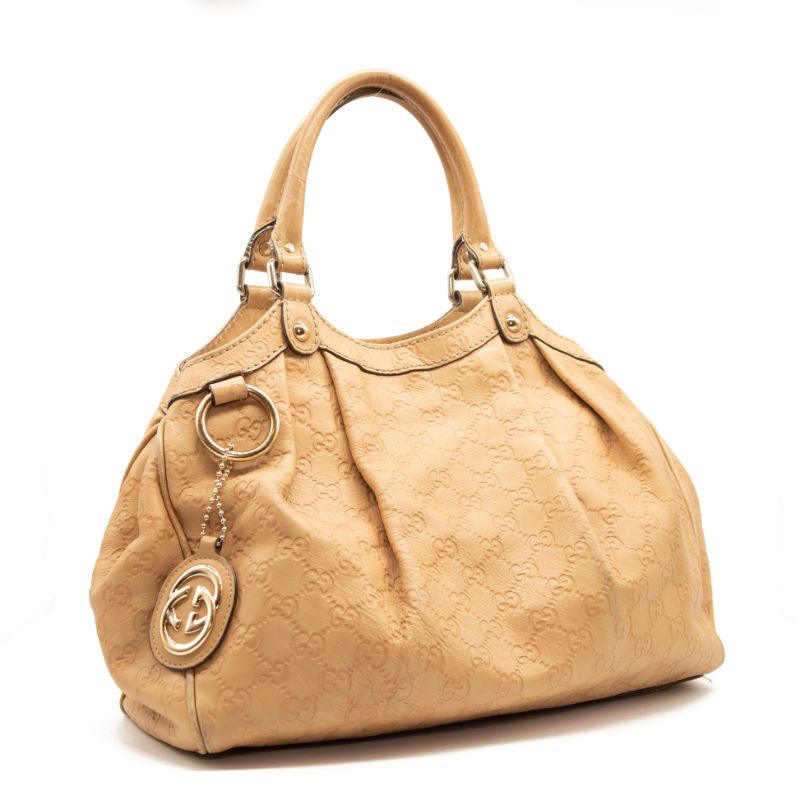 Gucci Guccissima Medium Sukey Tote Beige Leather