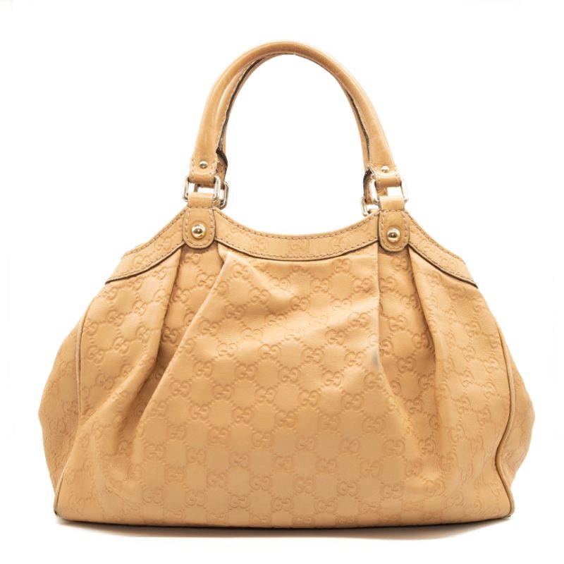 Gucci Guccissima Medium Sukey Tote Beige Leather