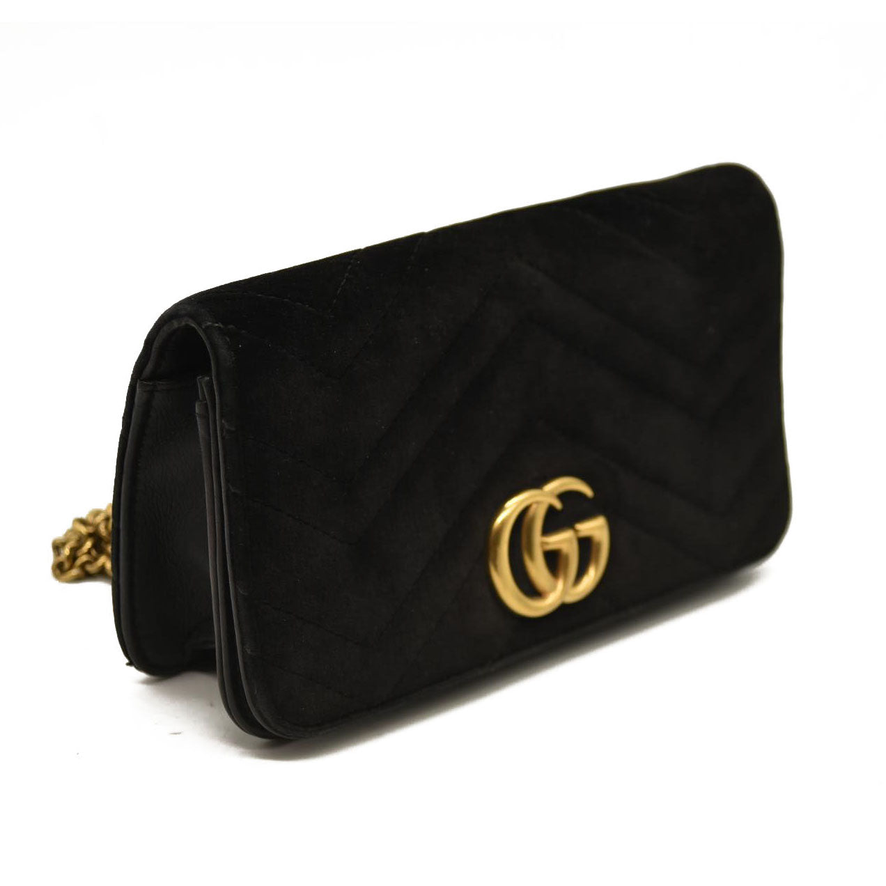 Gucci  Velvet Matelasse GG Marmont Mini Bag Black