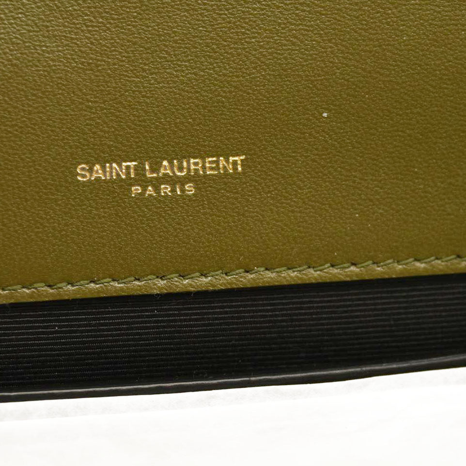 SAINT LAURENT  Suede Mixed Matelasse Triquilt Medium Loden Green