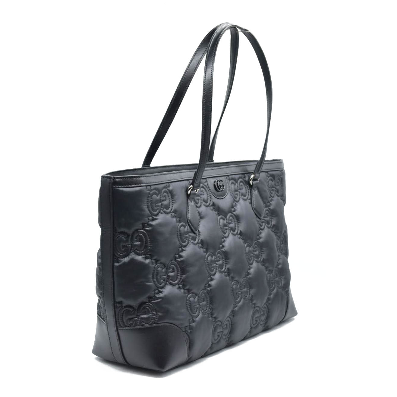 $2750 Gucci  Calfskin GG Matelasse Medium Ophidia Shopping Tote Black