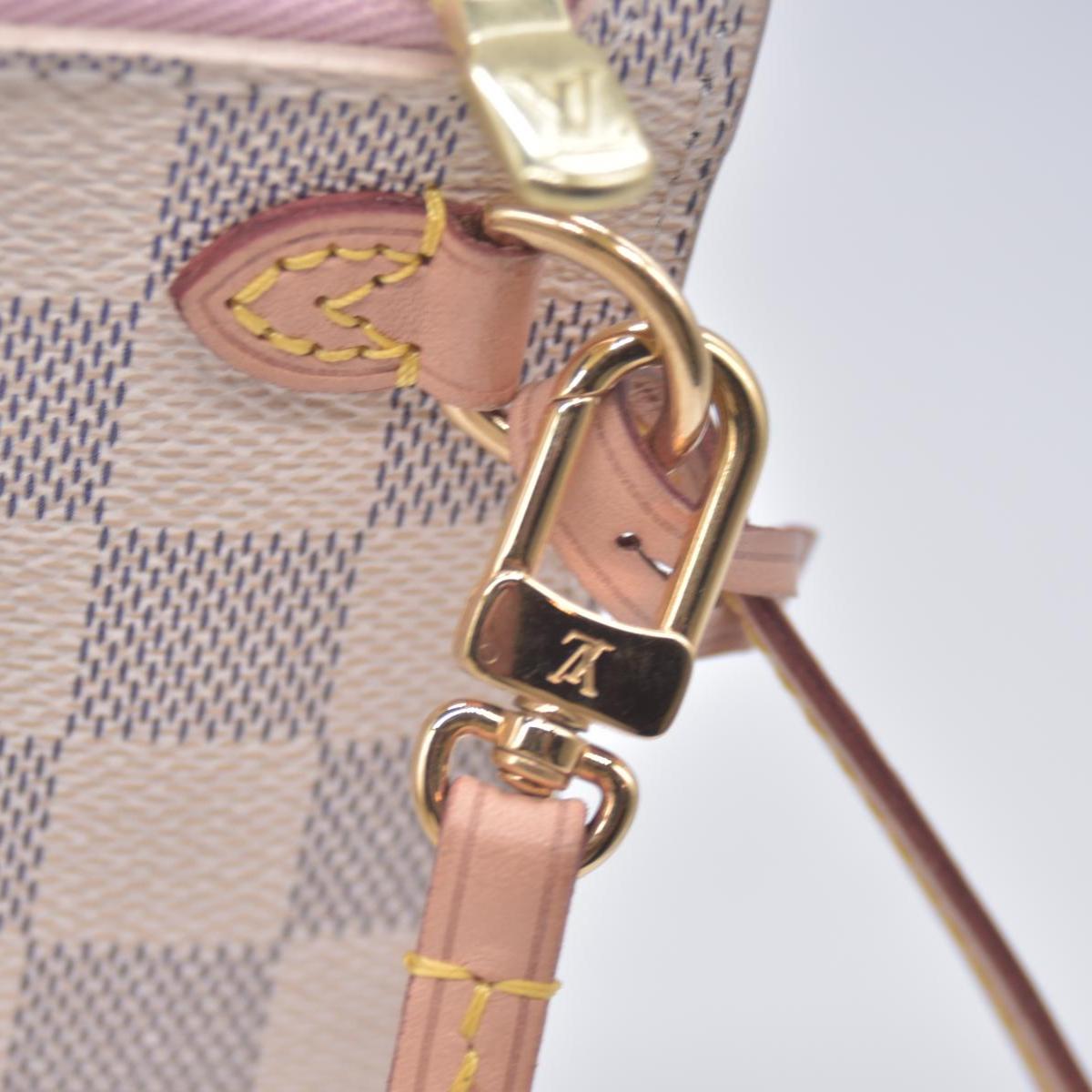 $600 Louis Vuitton Damier Azur Neverfull MM GM Pochette Rose Ballerine RFID CONSIGNMENT 10021146