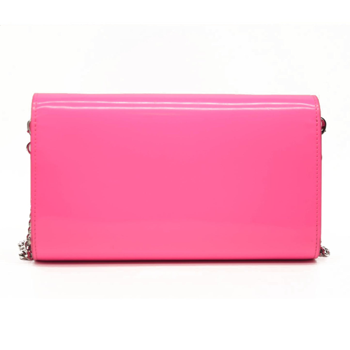 CHRISTIAN LOUBOUTIN LOUBI54 LEATHER WALLET ON A CHAIN FLUO PINK