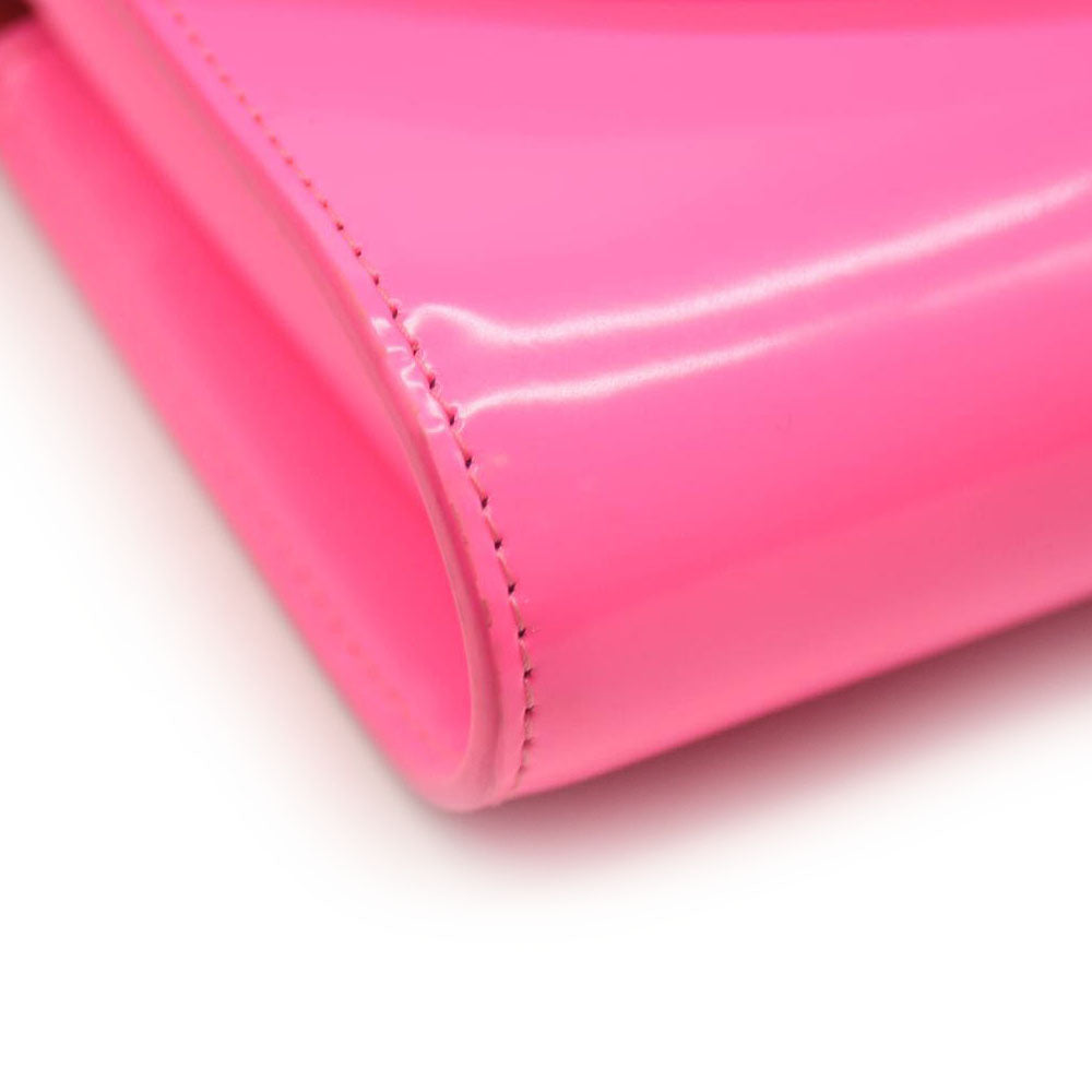 CHRISTIAN LOUBOUTIN LOUBI54 LEATHER WALLET ON A CHAIN FLUO PINK