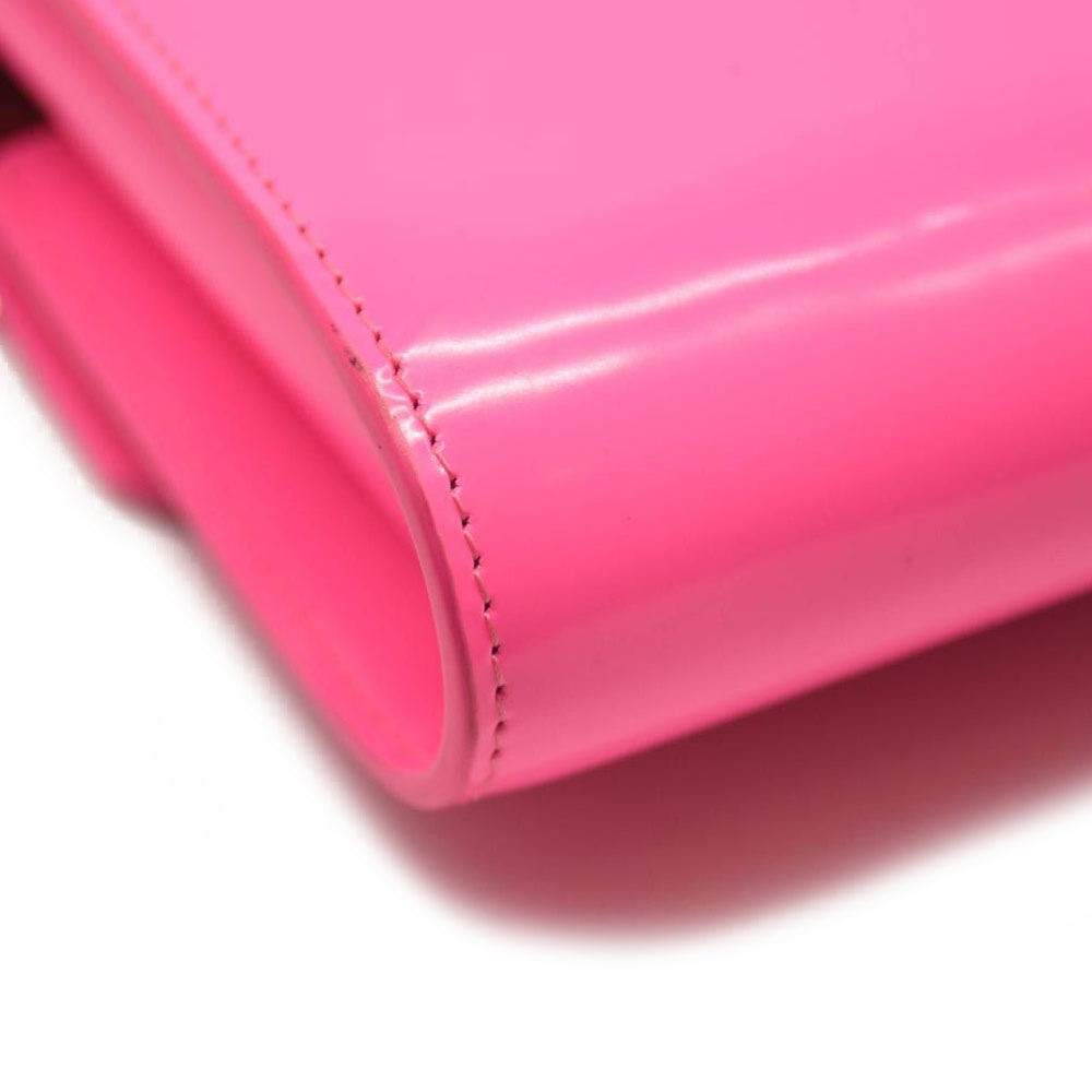 CHRISTIAN LOUBOUTIN LOUBI54 LEATHER WALLET ON A CHAIN FLUO PINK