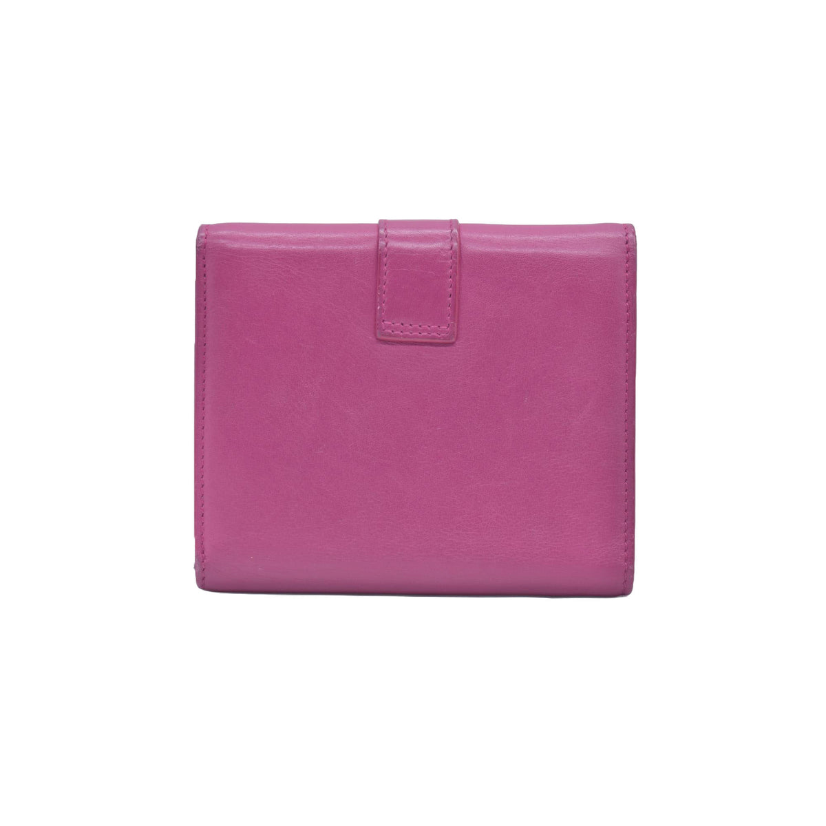 $400 Saint Laurent Classic Y Compact Trifold Wallet Fuchsia CONSIGNMENT 10021149