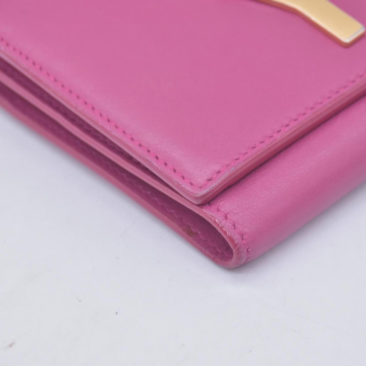 $400 Saint Laurent Classic Y Compact Trifold Wallet Fuchsia CONSIGNMENT 10021149