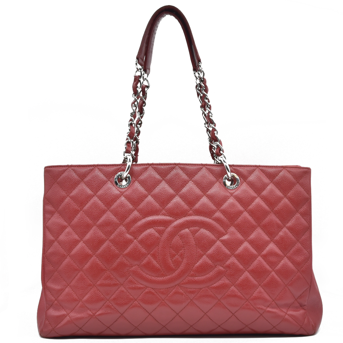 $3500 Chanel Caviar Quilted XL Grand Shopping Tote GST Red 2011-2012
