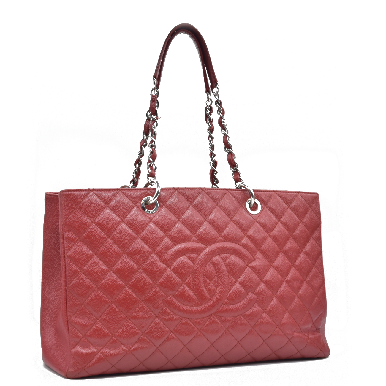 $3500 Chanel Caviar Quilted XL Grand Shopping Tote GST Red 2011-2012