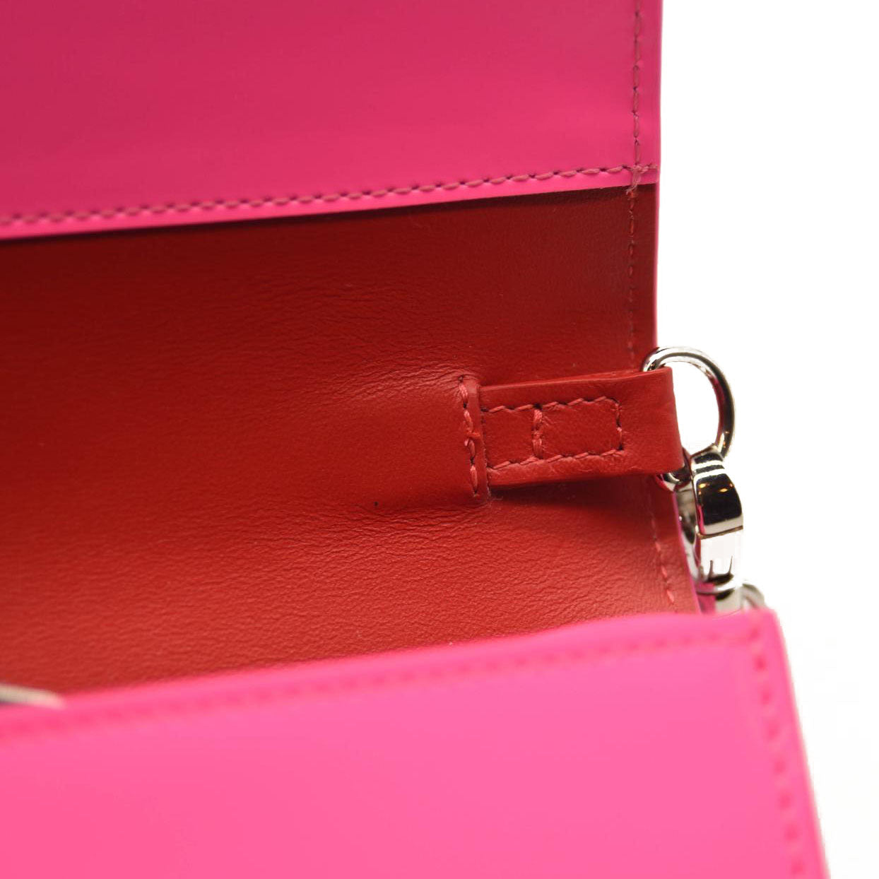 CHRISTIAN LOUBOUTIN LOUBI54 LEATHER WALLET ON A CHAIN FLUO PINK