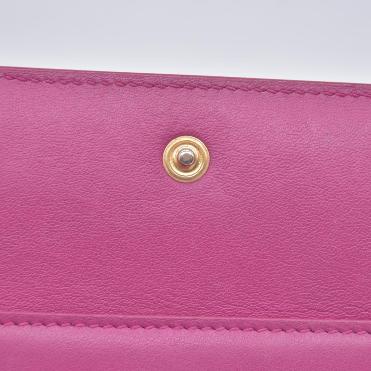 $400 Saint Laurent Classic Y Compact Trifold Wallet Fuchsia CONSIGNMENT 10021149