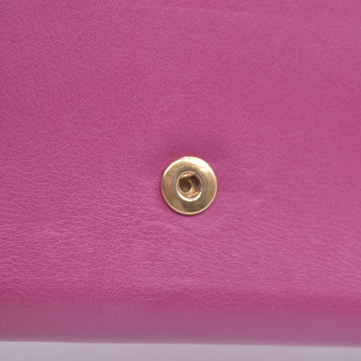 $400 Saint Laurent Classic Y Compact Trifold Wallet Fuchsia CONSIGNMENT 10021149
