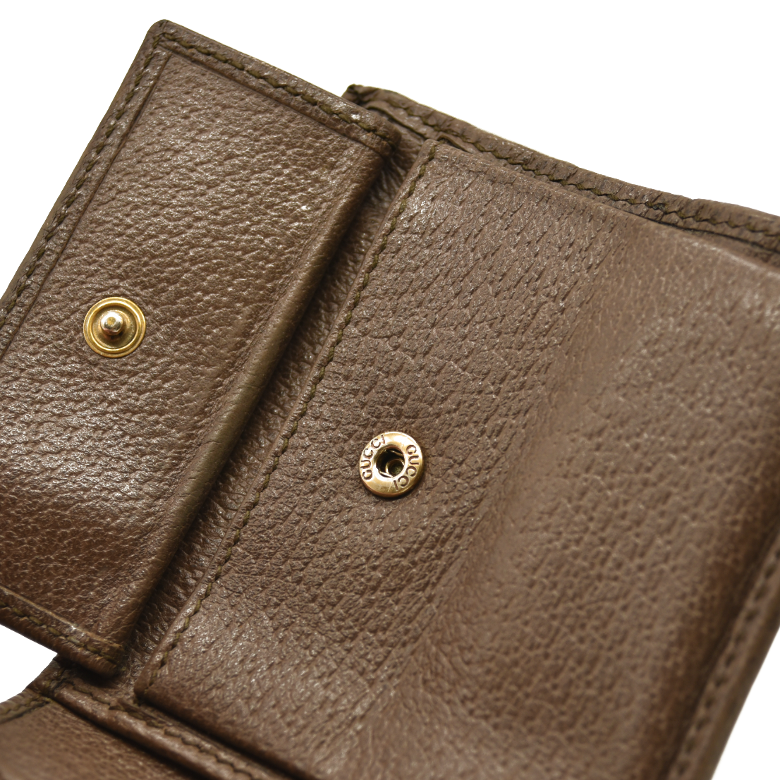 GUCCI Ophidia GG Logo PVC Leather Bifold Wallet Beige