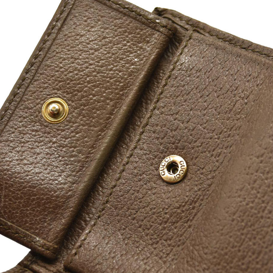 GUCCI Ophidia GG Logo PVC Leather Bifold Wallet Beige